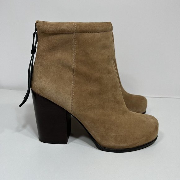 Jeffrey Campbell Rumble Tan Leather Zip Up Block Heel Ankle Boots Women's Sz 10M - Picture 4 of 12
